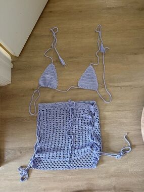 Hot & Delicious Lavender Crochet Bikini Set